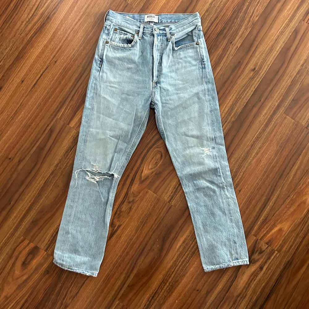 Agolde Riley light wash distressed high waisted jeans size 25